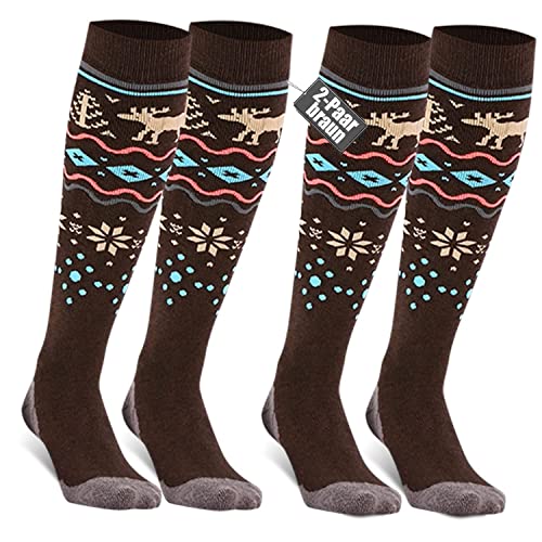 TONIFAY Skisocken Herren Damen Kinder Kniestrümpfe skistrümpfe 2 Paar Merino wolle Sportsocken Warme Wintersocken Für Mädchen Jungen Skifahren Snowboard Atmungsaktive Elastische Manschette 36-38 von TONIFAY