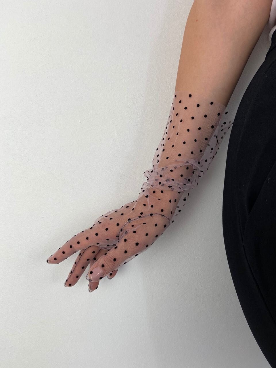 Tüll Armstulpen Für Frauen Polka Dot Klein Groß Flieder Netz Accessoires Nylon Transperent Oper Mädchen Spitze Vintage Retro Ellenbogen Rüsche von TONKObrand