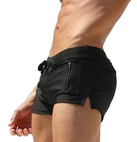 TONLEN Herren-Badehose mit Reißverschlusstaschen, Schwarz, Größe XXL von TONLEN