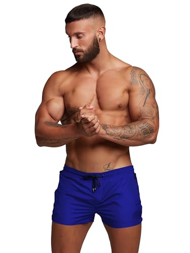 Tonlen Herren-Bademode, Sport-Shorts, Badehose mit Reißverschlusstaschen, Royalblau, L von TONLEN