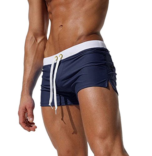 TONLEN Herren-Bademode, kurze Badehose mit Reißverschlusstasche - Blau - Medium von TONLEN