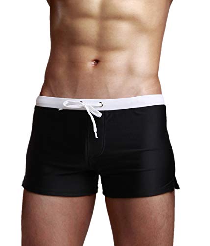 TONLEN Herren-Bademode, kurze Badehose mit Reißverschlusstasche - Schwarz - Medium von TONLEN