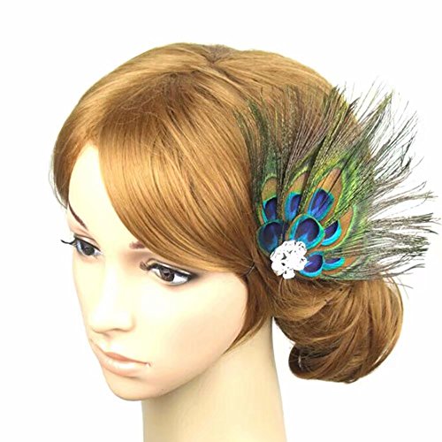 TONSEE Frauen Lady Pfauenfeder Braut Hochzeit Haar Clip Pin Head Haarnadel von TONSEE