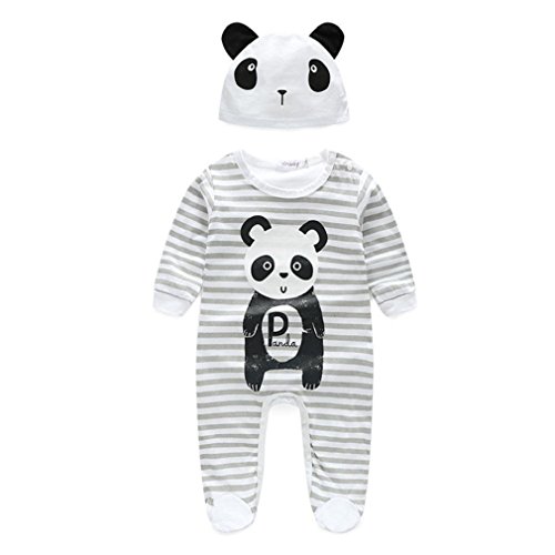 TONSEE Baby Junge Mädchen Kleidung Tier Spielanzug mit Hut Langarm Overalls Winter Strampler (3-6M, Panda) von TONSEE