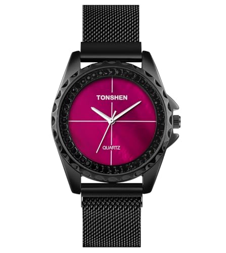 TONSHEN Damen Analog Quarz Uhren Edelstahl Armbanduhr (Rose) von TONSHEN