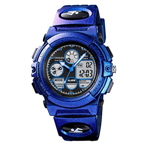 TONSHEN Damen Jugendliche Analog Quarzuhr Digitaluhr Outdoor Sportuhr Militär Plastik Uhren Multifunktion Wasserdicht Armbanduhr (Lila) von TONSHEN