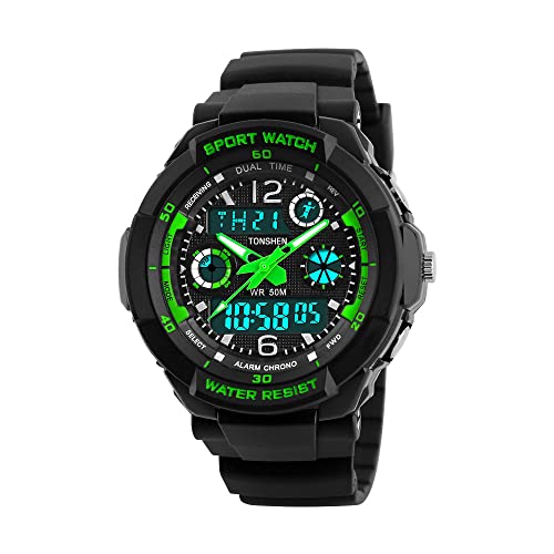 TONSHEN Damen Kinder Digital Sport Uhr Outdoor Multifunktionale Analog Quartz Uhren 50M Wasserdicht Militär Plastik Uhren mit Kautschukband Armbanduhr von TONSHEN