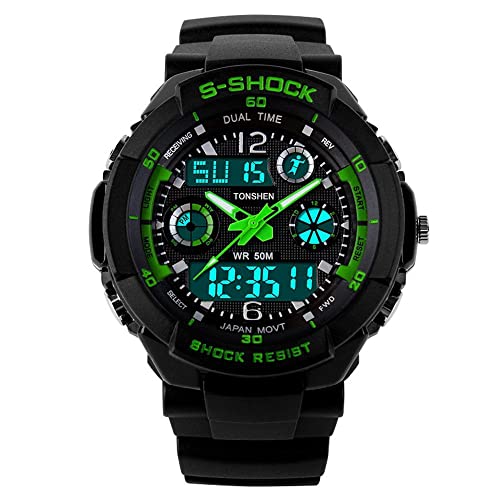TONSHEN Digital Herren Armbanduhr Outdoor Militär Chronographen Analog Quarz Uhr Sportuhr Stoppuhr Tactical Wasserdicht Plastik Uhren (Herren) von TONSHEN