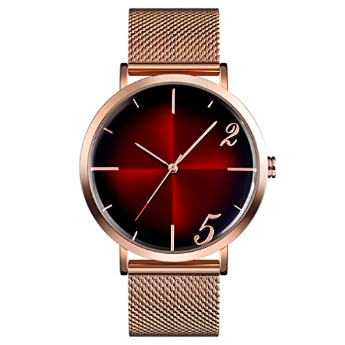 TONSHEN Fashion Herrenuhr Analog Quarz Uhren Edelstahl Armbanduhr (Rot) von TONSHEN