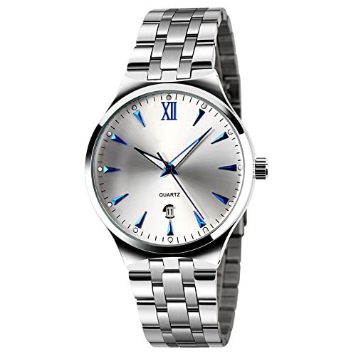 TONSHEN Herren Analog Quarz Uhr Mode Klassiker Edelstahl Kalender Armbanduhr Römische Ziffer Leuchtende Zeiger Luxus Business Casual Uhren für Männer von TONSHEN