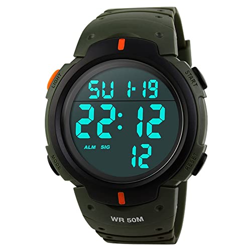 TONSHEN Herren Digital Uhren Outdoor Sportuhr LED Lichter 50M Wasserdicht Multifunktion Militär Tactical Silikonband Kalender Armbanduhr für Männer von TONSHEN