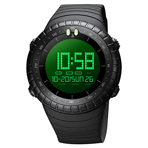 TONSHEN Herren LED Elektronik Digitaluhr Outdoor Sportuhr Doppelte Zeit Alarm Stoppuhr Plastik Uhren 50M Wasserdicht Countdown Armbanduhr von TONSHEN