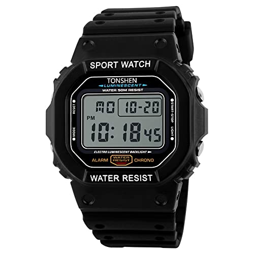 TONSHEN Herren Sport Digital Uhren 50M Wasserdicht LED Elektronik Outdoor Militär Armbanduhr Alarm Stoppuhr Herrenuhr Damenuhr von TONSHEN