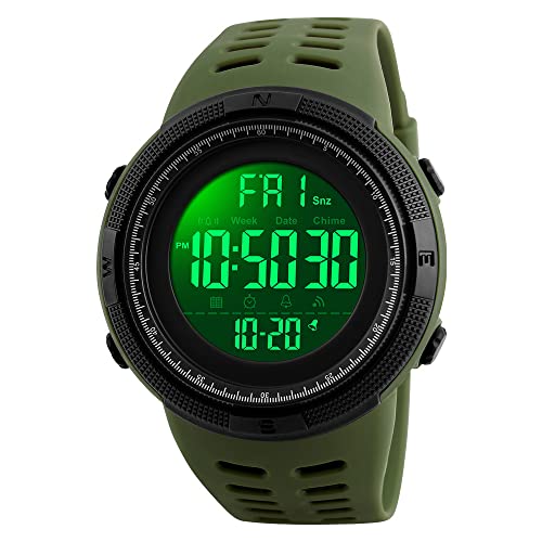 TONSHEN Herren Sport Uhr für Männer Wasserdicht Armbanduhr Plastik Digital Uhr Quarzuhr LED Alarm Stoppuhr Uhren von TONSHEN