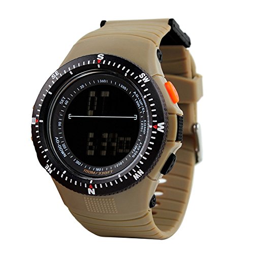 TONSHEN Herrenuhr Digitaluhr Sportuhr LED 50M Wasserdicht Multifunktion Militär Uhren Plastik Schale mit Kautschuk Band Digital Sport Uhr (Gelb) von TONSHEN