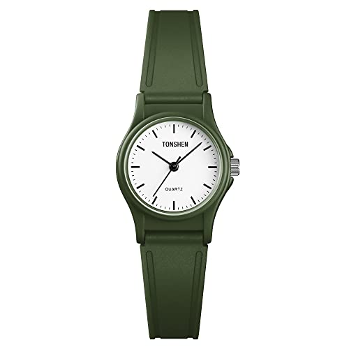 TONSHEN Kinder Fashion Junge und Mädchen Uhren Wasserdicht Plastik Lünette mit Kautschuk Band Casual Analog Quarz Sport Armbanduhren (Grün) von TONSHEN