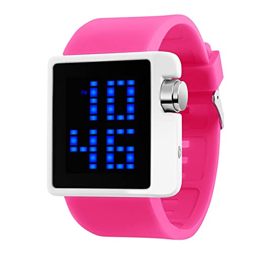 TONSHEN Kinder Fashion Sport Uhren Plastik Lünette mit Kautschuk Band LED Elektronik Datum Digitaluhr Outdoor Armbanduhr (Rot) von TONSHEN