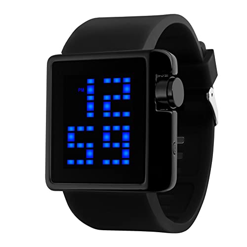 TONSHEN Kinder Fashion Sport Uhren Plastik Lünette mit Kautschuk Band LED Elektronik Datum Digitaluhr Outdoor Armbanduhr (Schwarz) von TONSHEN