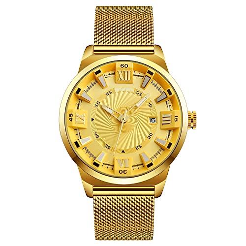 TONSHEN Luxus Fashion Herrenuhr Analog Quarz Edelstahl Armbanduhr Datum (Gold) von TONSHEN