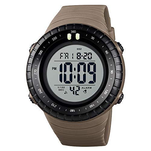 TONSHEN Multifunktional Outdoor Herren Sport Uhren LED Elektronik Digital Doppelte Zeit Countdown Alarm Stoppuhr Taktik Militär Armbanduhr 50M Wasserdicht (Gelb) von TONSHEN