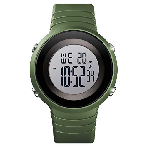 TONSHEN Unisex Herrenuhr Damenuhr 50M Wasserdicht LED Elektronik Outdoor Militär Alarm Stoppuhr Digital Sport Uhren (Grün) von TONSHEN