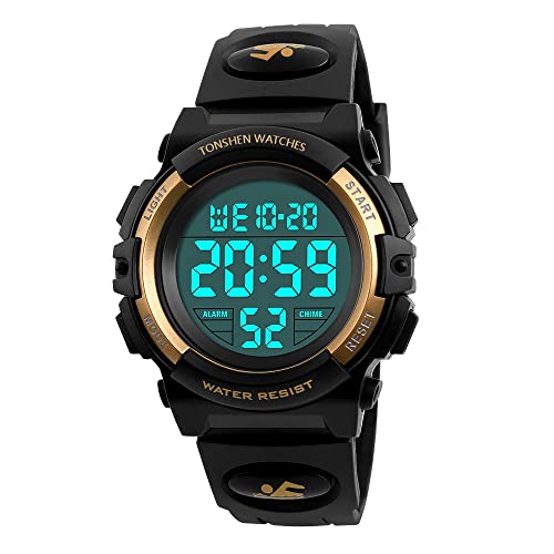 TONSHEN Unisex Multifunktionale Digitaluhr LED Militär Outdoor Sport Uhren 50M Wasserdicht Plastik Lünetten und Kautschuk Band Armbanduhr Damenuhr Herrenuhr (Damen) von TONSHEN