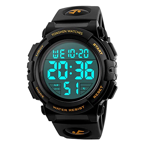 TONSHEN Unisex Multifunktionale Digitaluhr LED Militär Outdoor Sport Uhren 50M Wasserdicht Plastik Lünetten und Kautschuk Band Armbanduhr Damenuhr Herrenuhr (Herren) von TONSHEN