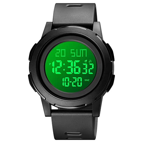 TONSHEN Unisex Wasserdicht Outdoor Sport LED Elektronik Doppelte Zeit Alarm Stoppuhr Digitaluhr Multifunktional Plastik Uhren (Schwarz) von TONSHEN