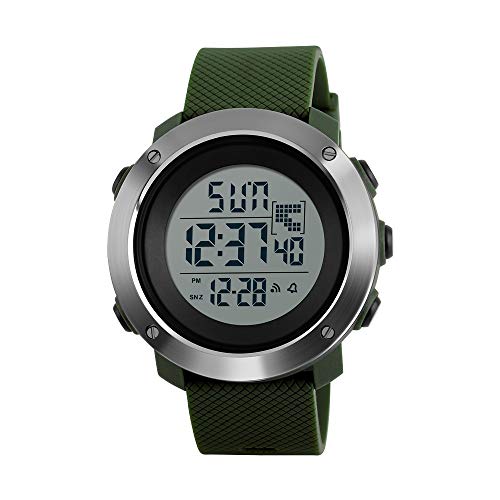 TONSHEN Wasserdicht Herrenuhr Damenuhr Multifunktional LED Elektronik Doppelte Zeit Sportuhr Digitaluhr Outdoor Militär Uhren Plastik Lünetten und Kautschuk Band Armbanduhr (Damen Grün) von TONSHEN