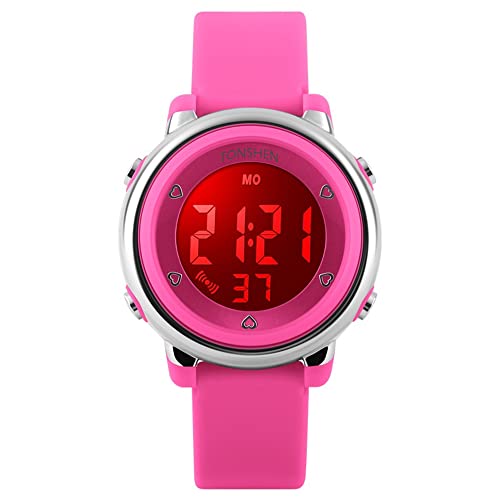 TONSHEN Wasserdicht Uhren für Kinder Junge Mädchen Digitaluhr Sportuhr Farbe LED Licht Multifunktion Cartoon Armbanduhr Silikon Band mit Plastik Uhren von TONSHEN