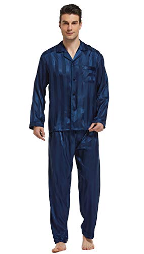 TONY AND CANDICE Pyjama-Set für Herren, Marineblau gestreift, XL von TONY AND CANDICE