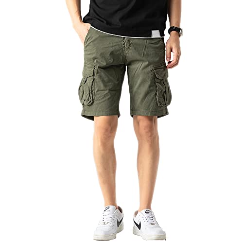 TONY BACKER Herren Cargo Shorts Vintage Baumwolle Multi-Tasche Sommer kurze Hosen Cargo, grün, 40 von TONY BACKER