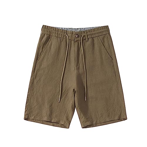 TONY BACKER Leichte Herrenshorts aus Leinen mit Taschen, Bermudashorts für den Sommer, kurze Hose für Herren, lässige Shorts, grün, 44W von TONY BACKER