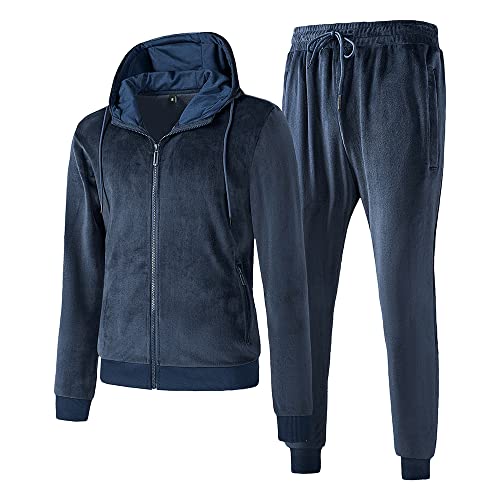 TONY BACKER Overall für Herren, aus Fleece, mit Reißverschluss, Komplett, Hausanzug, Blau 1, XL von TONY BACKER