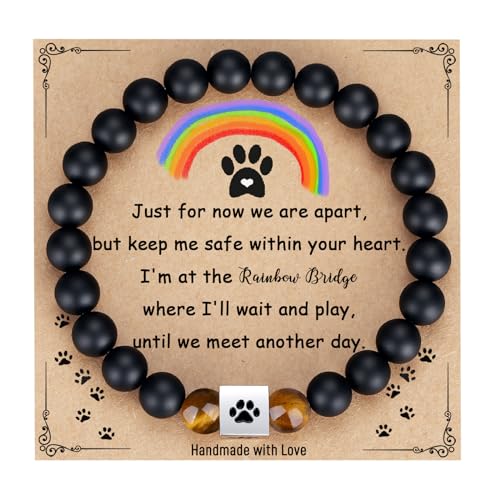 TONY & SANDY Gedenkgeschenk für Hunde, Beileidsgeschenk für Haustiere, Regenbogenbrücke, Haustier-Gedenkarmband für Männer, Frauen, Mädchen, die den geliebten Hund oder Katze verlieren, 20,3 cm, Stein von TONY & SANDY