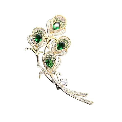 Brosche Pin Schmuck Geschenke für Frauen Goldene Calla-Lilien-Blumenbrosche Grüner Kristall Damenbroschen Pins Modeschmuck Großhandel Modegeschenkartikel von TONZN