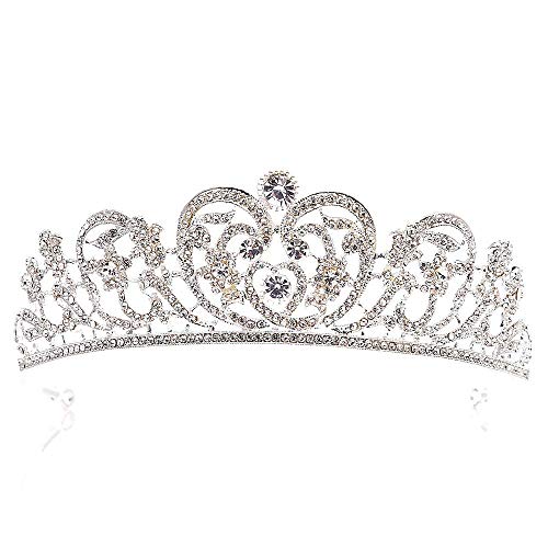 Eleganter Schmuck CrowBeautiful Hochzeit Braut Glänzende Kristall Strass CrowTiara Stirnband Haarband Braut, Größe: 15 x 4 (Silber 15 x 4,8 cm) von TONZN