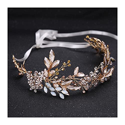 Haarnadel Braut Stirnbänder Haarkamm Prinzessin Brautband Haarband Hochzeit Haarschmuck Krone (Khaki) von TONZN