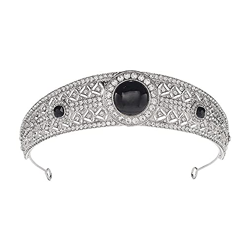 Haarschmuck Haarschmuck für Frauen Wunderschöne schwarze Strass-Kronen-Tiara Hochzeit Haarschmuck Damen Haarschmuck Brautkrone und Tiaras von TONZN