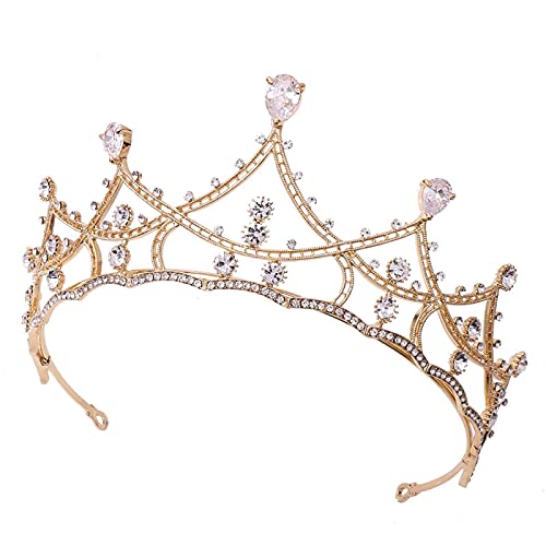 Haarschmuck für Damen, modisch, luxuriös, Kristall-Ab-Brautkrone, Tiaras, hellgoldenes Diadem, Diademe für Damen, Braut, Hochzeit, H (Gold S) (K Small) von TONZN