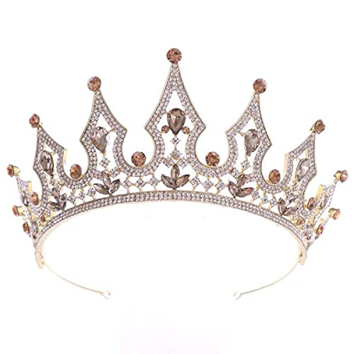 Haarschmuck für Frauen, goldfarben/silberfarben, Strasssteine, Krone, Tiaras, Brautschmuck, Hochzeit, Prinzessin, Frauen, Geburtstag, Party, Kopfbedeckung, Gold von TONZN