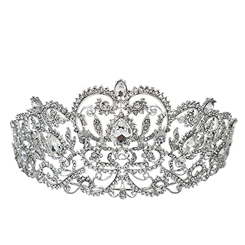 Haarschmuck für Frauen, große europäische Vintage-Prinzessin, Braut-Tiaras, Kronen, Kristall-Strasssteine, Königin-Festzug-Stirnband, Braut von TONZN