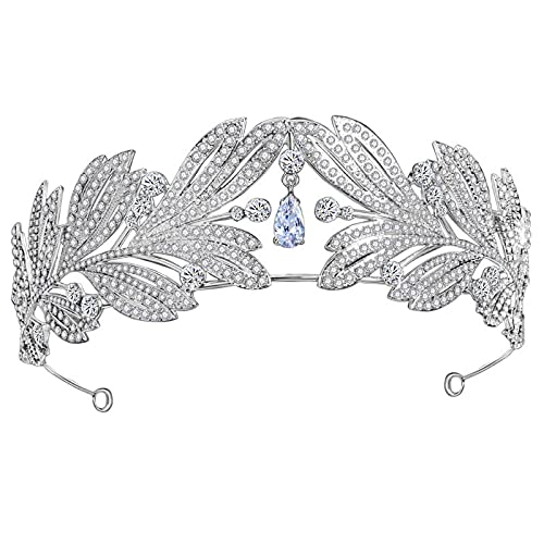 Haarschmuck für Frauen, handgefertigt, Zirkon-Legierung, Strass-Krone, silberfarben, Tiara, Braut, Hochzeit, Kopfschmuck, Damen-Kristalle von TONZN