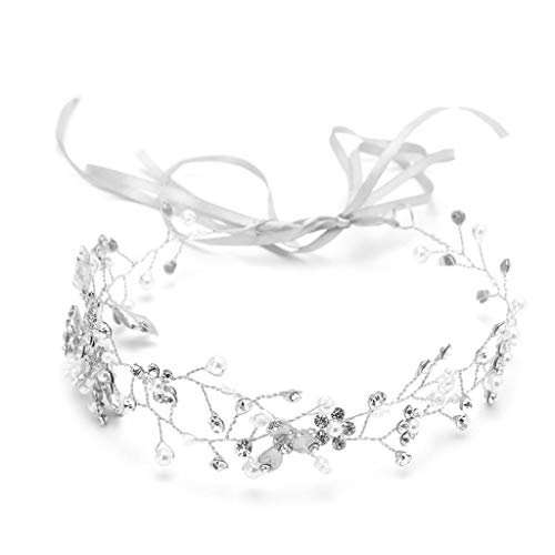 Handgemachte Braut Tiara Kopfschmuck Frauen Mädchen Strass Festzug Krone, Silber von TONZN