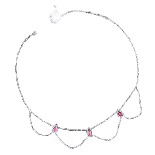 Körperkette, Bikini-Kette, grün/rosa Kristall-Strass-Taillenkette, Gürtel für Frauen, Strand, rosa Schmuck, Bauchtaille, Perlenkette, Körper (Goldfarbe) von TONZN