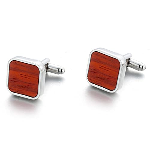 Quadratische Manschettenknöpfe aus Holz, Business-Manschettenknöpfe für französisches Hemd, Business-Match-Kleid, Herren-Kleid, Schmuck (D wie im Bild gezeigt) von TONZN