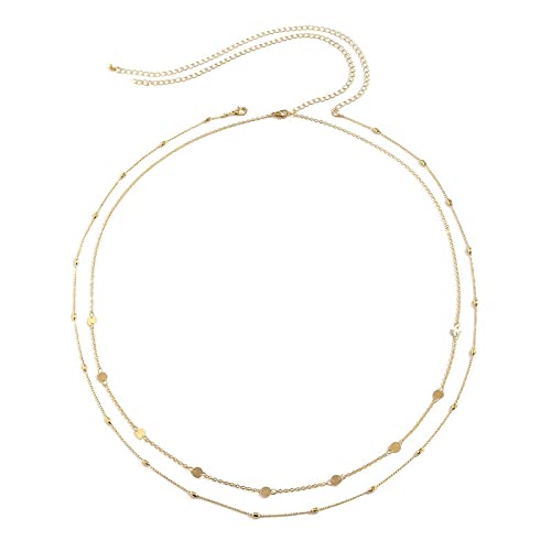 Sexy Bauchkette für Damen, feine Perlenkette, Taillenkette, Gürtel, Körperschmuck, Damen-Accessoires, modische Pailletten-Taillenkette (Gold) von TONZN