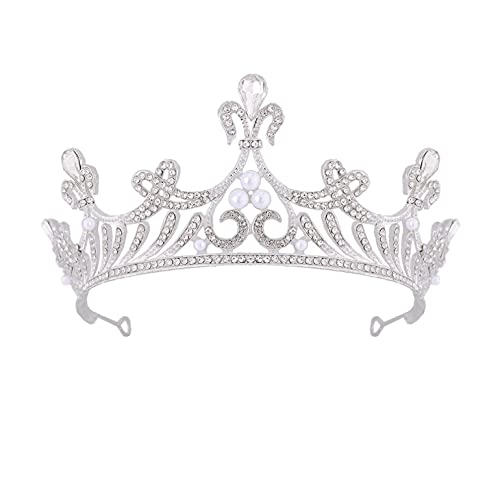 Silberne Tiara-Kronen, Kristall-Stirnband, Prinzessin, Strass-Krone mit Kämmen, Braut-Stirnbänder, Braut, Hochzeit, Abschlussball, Geburtstagsfeier für Frauen und Mädchen von TONZN