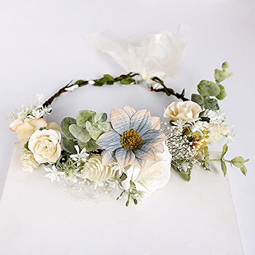 TONZN Diamant Kopfschmuck Kranz weiße Rose Simulation Kranz Wald einfache Kopfschmuck Schleife geflochten Braut Kopf Blume TONZN Diamant Kopfschmuck Kranz weiße Rose Simulation Kranz Wald einfache Kopfschmuck Schleife geflochten Braut Kopf Blume von TONZN