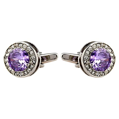 TONZN Manschettenknöpfe für Herren, Anzugschmuck, runde Manschettenknöpfe mit Strasssteinen, geeignet für Hochzeiten und Geschäfte (B, Einheitsgröße) (B, Einheitsgröße) von TONZN